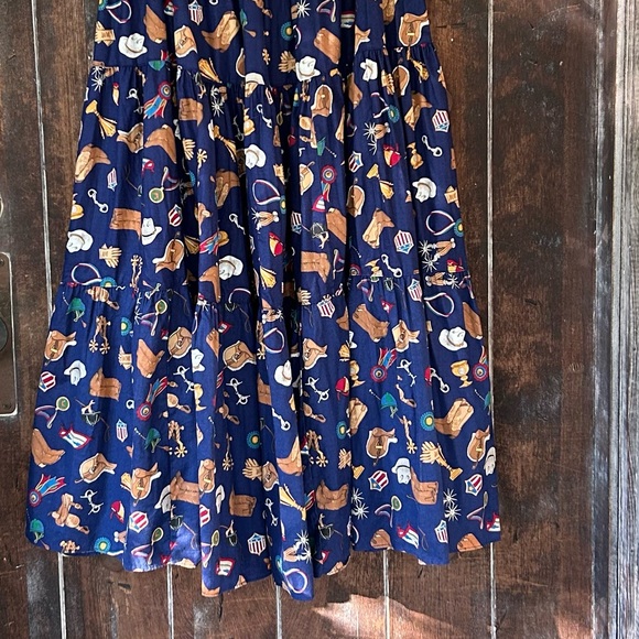 VINTAGE Western Style Lucia Lukken Mixed Print Cotton Broomskirt Skirt, Medium - Picture 6 of 8